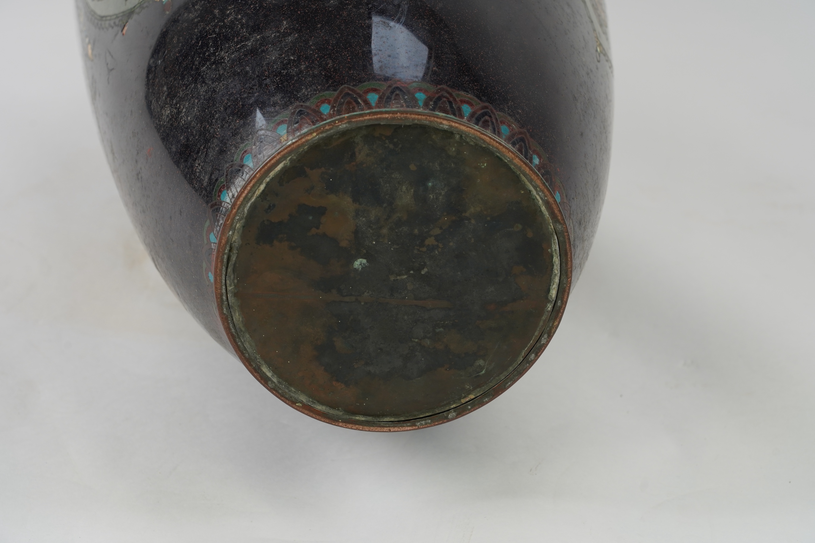 A massive Japanese cloisonné enamel vase, Kyoto, early 20th century
